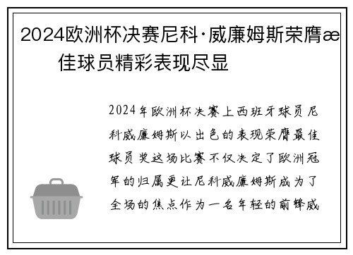 2024欧洲杯决赛尼科·威廉姆斯荣膺最佳球员精彩表现尽显